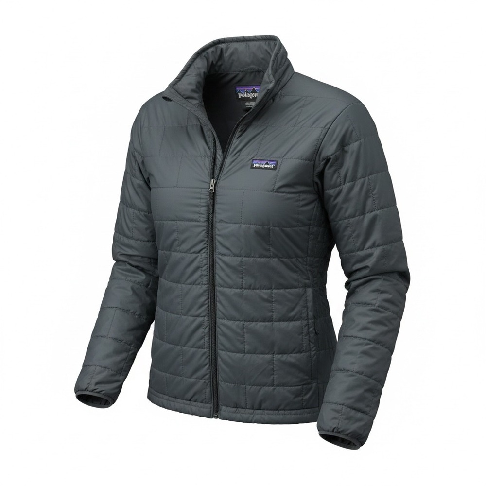 Patagonia‎ Kids Nano Puff Jacket Black Brick Quilted Full Zip Size L 12